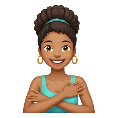 arms crossed holding neck laughing black girl sticker