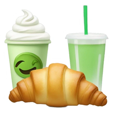 Iced matcha latte and a Croissant on the side sticker
