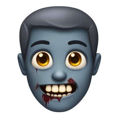 zombie vampire dark grey skin face and weird smile sticker