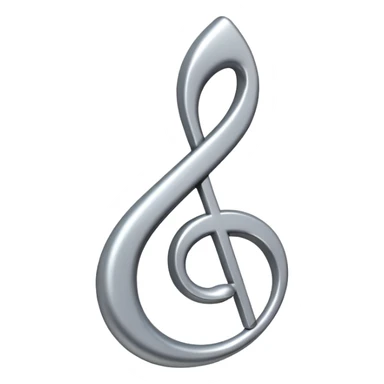 Minimal emoji icon of a single metallic silver music note, clean shape, smooth edges sticker