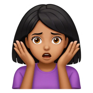 Shocked girl face and hands on face , black hair  sticker