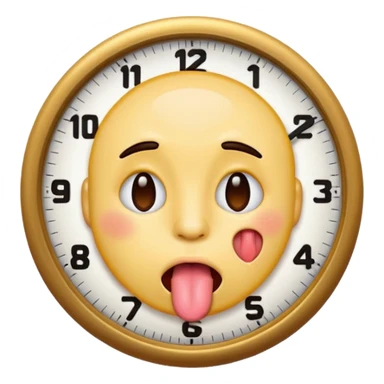 Toung out emoji wit clock it sticker