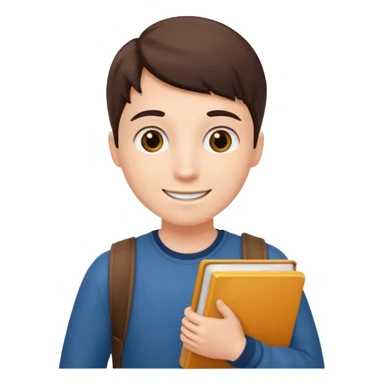 student holding a book and asking a question sticker