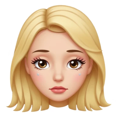 Sad flirty shy with lashes and blush watery eyes  sticker