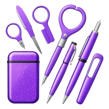 Purple Glitter office tools sticker