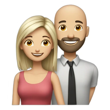 Happy-secret-couple-girl-with-short-dark-hair-with-Bald-guy-with-beard sticker