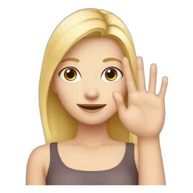 white skin girl with blonde hair showing THREE out of five fingers up on her one hand sticker