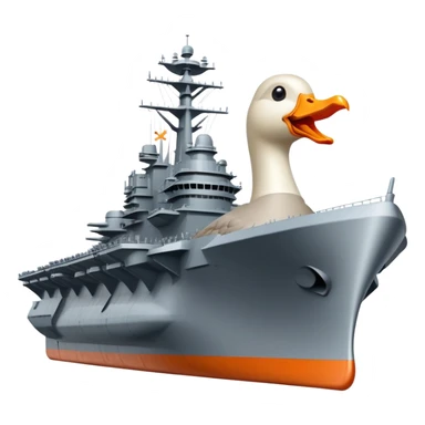 A battleship aircraft carrier hybrid with a goose head instead of the front command tower, with orange beak sticker