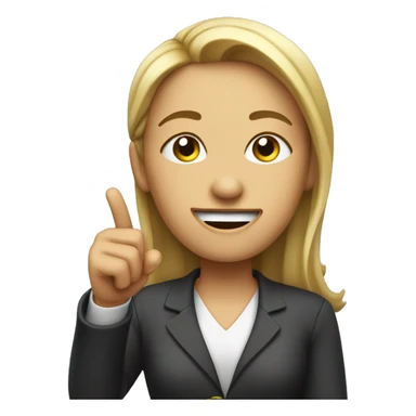 a hr with pointing finger towards her right with a wink  sticker