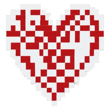Red and white heart 8 bit sticker