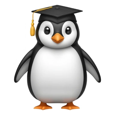 penguen with school cap sticker