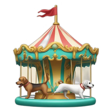 Dog on a merry go round sticker