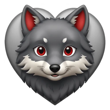 cute dark grey wolf inside heart sticker