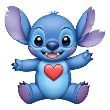 Stich con un corazón diciendo hola bombón sticker