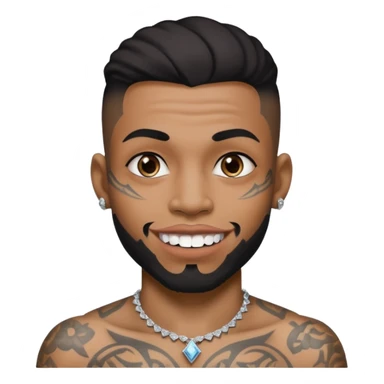 A black/mixed man tattooed face with silver and diamond teeths sticker