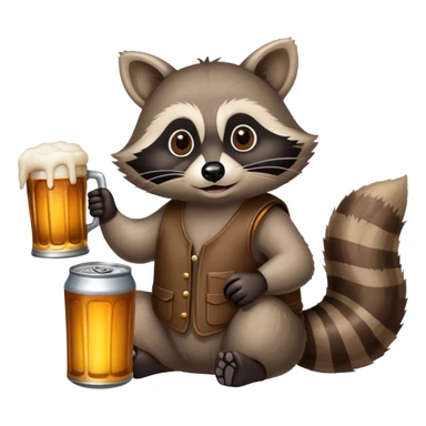 A raccoon at home with beer is watching TV. sticker