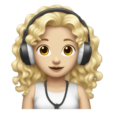 White Blondie curly girl with cow headphones dark brown sticker