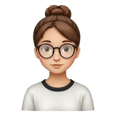 Une fille de 14 ans cheveux brun attaché en chignon avec lunettes ronde   sticker