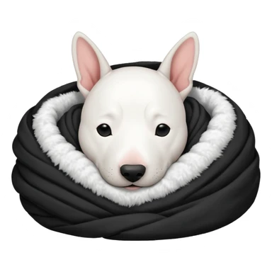 bull terrier sleeping cozy with blanket black head and ears sticker