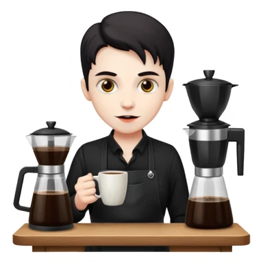 Vampire Barista with a coffee maker Infront    sticker
