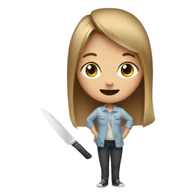 girl with knife and batterfly in her air sticker