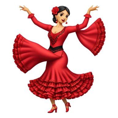 Cinematic Realistic Flamenco Pop Culture Emoji, featuring an expressive portrayal of traditional Spanish dance rendered with dynamic textures and passionate, vibrant lighting. sticker