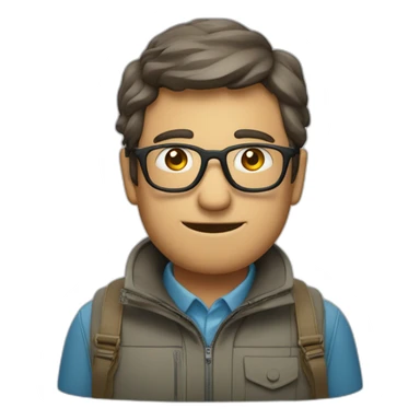 Un homme avec un bouc, des lunettes de vue, et des golfs sticker