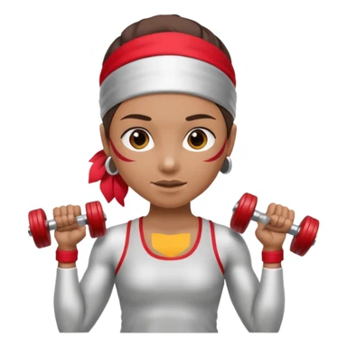 athlete with red headband, hold a mini dumbbell sticker