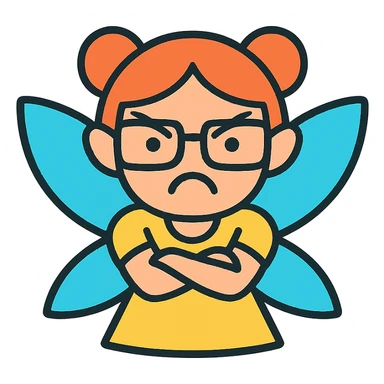 angry fairy with orange hair and big squared glasses sticker