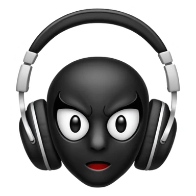 The black spider emoji but with white headphones sticker