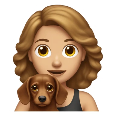 Brown haired woman with blonde long haired dachshund sticker