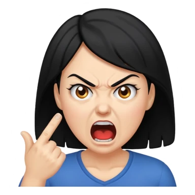 angry mom with black hair yelling sticker