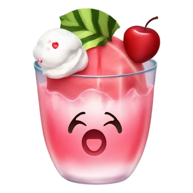 watermelon juice with a cherry and icecream topping, no face sticker