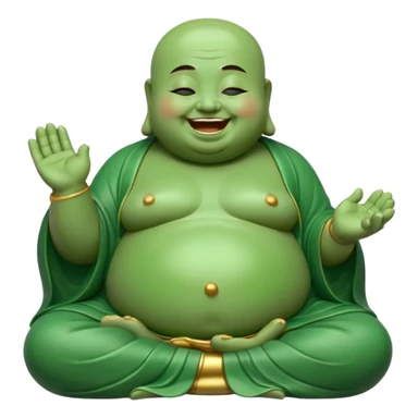 A fat meditating buddha statue jade figure laughing and smiling sticker