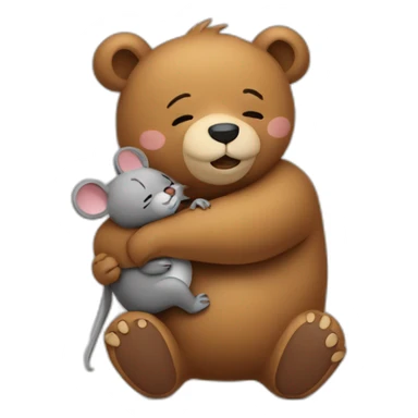 bear hugging a mouse sticker