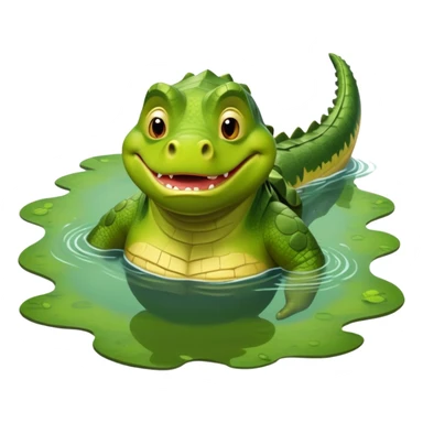 Green Shrekodil (mix of Shrek and crocodile) swimming breaststroke in a puddle sticker