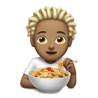 Lightskin with blonde dreads , eating Asian food ￼ sticker