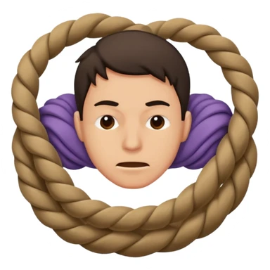 A man suffocating himself with a rope sticker