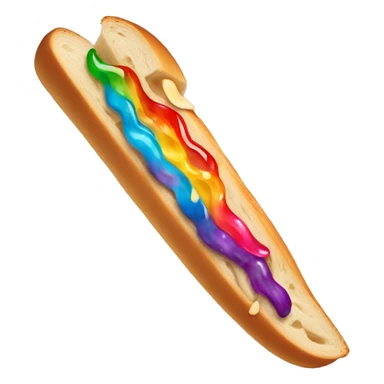 Long sandwich that is in form of a sword covered with peanut butter and jelly. Make it look colorful + have rainbow colors sticker