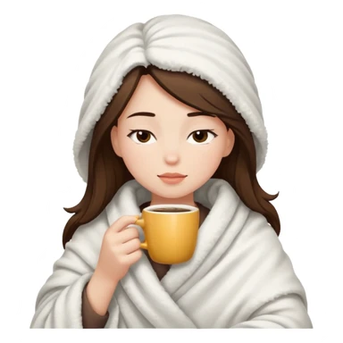 girl inside a blanket sipping coffee eyes closed sticker