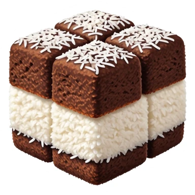 cinematic-realistic-lamingtons-dessert-emoji,-depicted-as-soft-sponge-squares-coated-in-chocolate-and-coconut-rendered-with-mouth‚äêwatering-detail-and-vibrant-lighting sticker