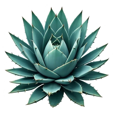 Cinematic Realistic Agave Emoji, Bold and spiky, with long, pointed leaves forming a rosette pattern. The sharp edges and soft blue-green hue exude a sense of rugged beauty and desert resilience. Soft glowing outline, capturing the essence of survival and strength in a striking agave plant! sticker