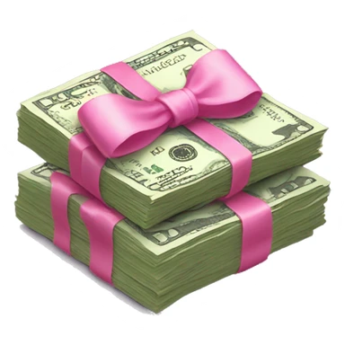 Stack of cash with pink bow sticker