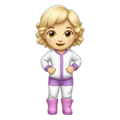 Bébé blonde en pijama blanc et des bottes mauve  sticker