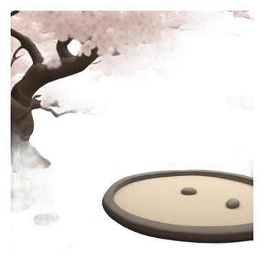 Image of cherry blossoms and a Zen gardening sticker