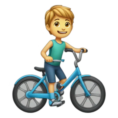 Un enfant qui fait du vélo poursuivi par un aliène sticker