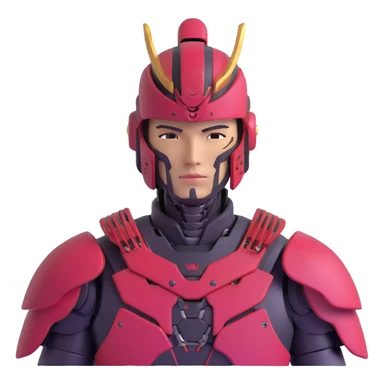 male cyborg samurai with half-human half-robot face and high-tech armor sticker