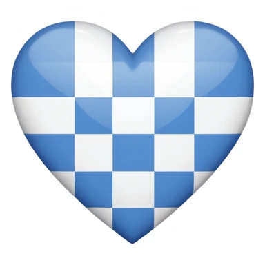 A blue and white checkered heart sticker