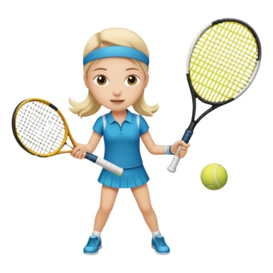 white young girl with one racket playing tennis sticker