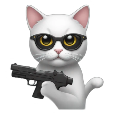 Cat with fake gun sticker